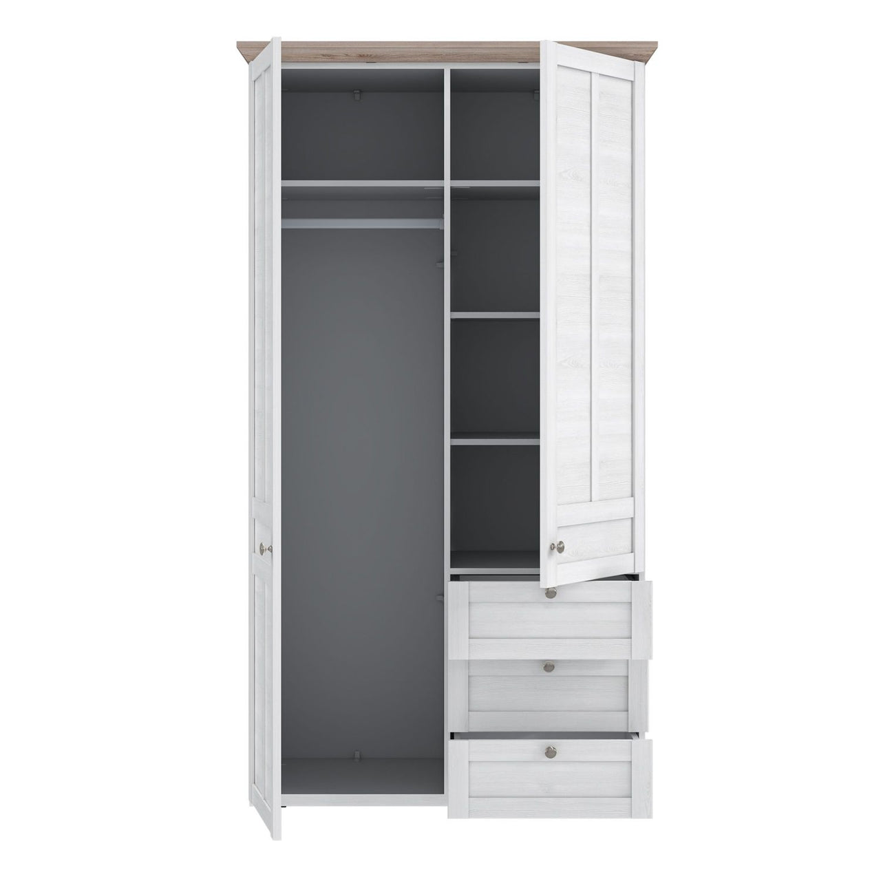 Iloppa 2 Door Wardrobe in Snowy Oak Oak Nelson