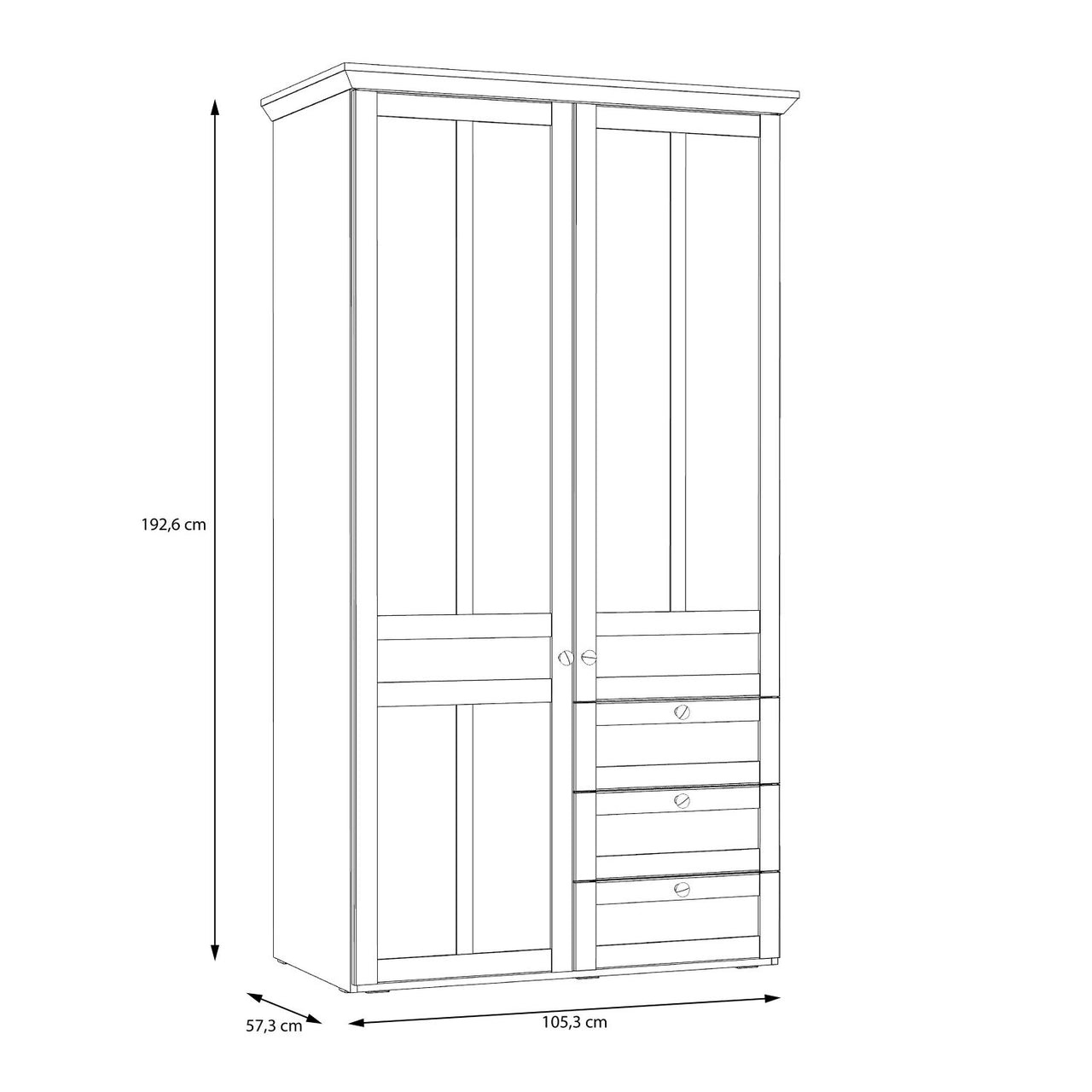 Iloppa 2 Door Wardrobe in Snowy Oak Oak Nelson