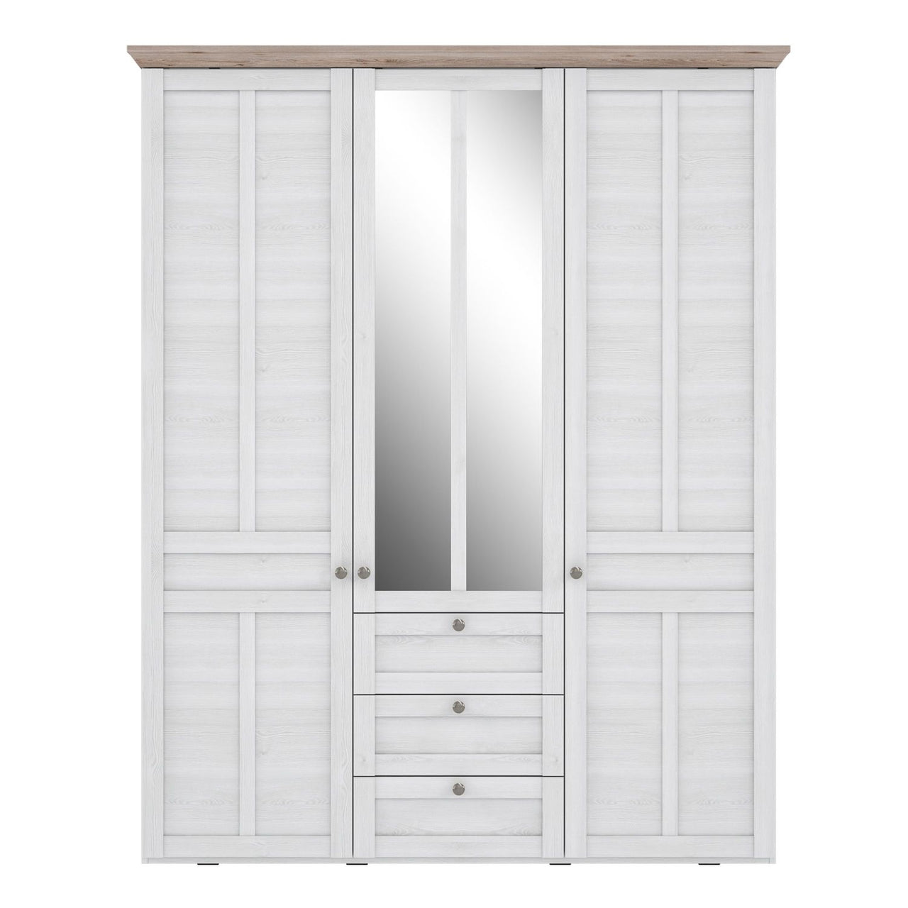 Iloppa 3 Door Wardrobe in Snowy Oak Oak Nelson