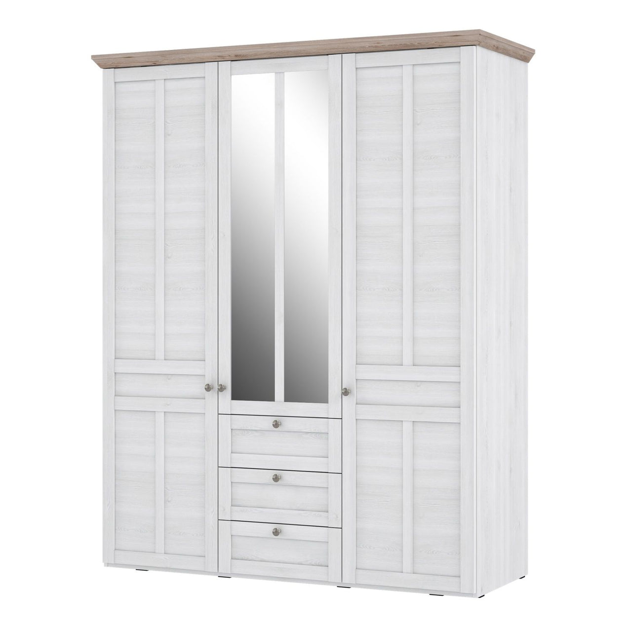 Iloppa 3 Door Wardrobe in Snowy Oak Oak Nelson