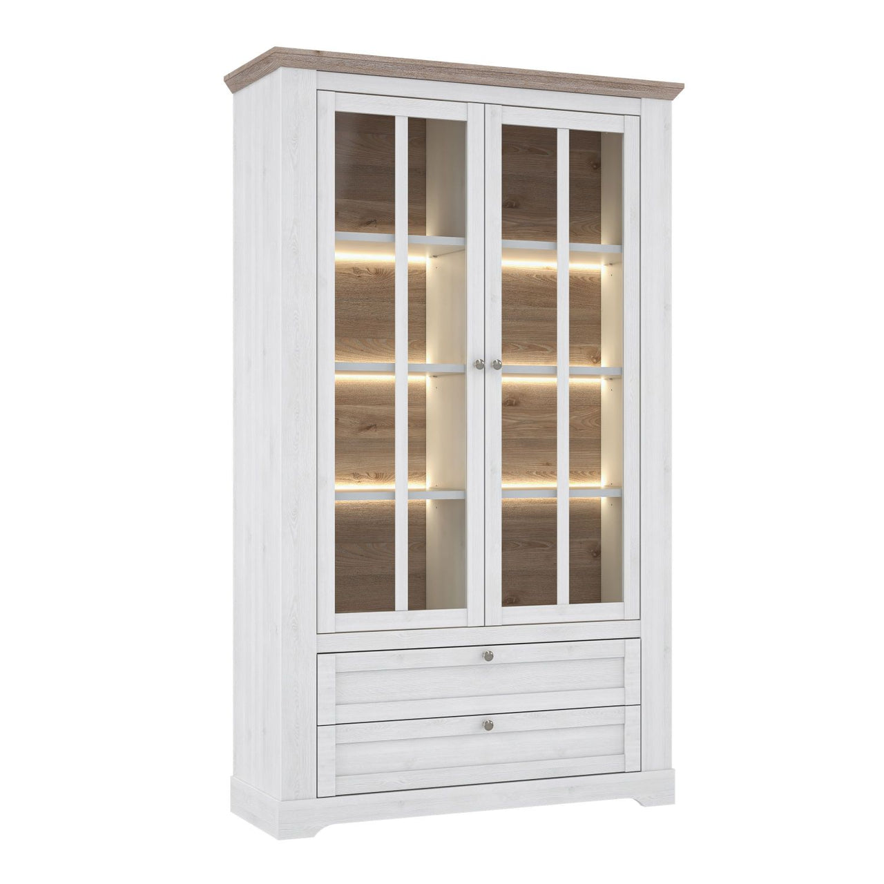 Iloppa Display Cabinet in Snowy Oak Oak Nelson