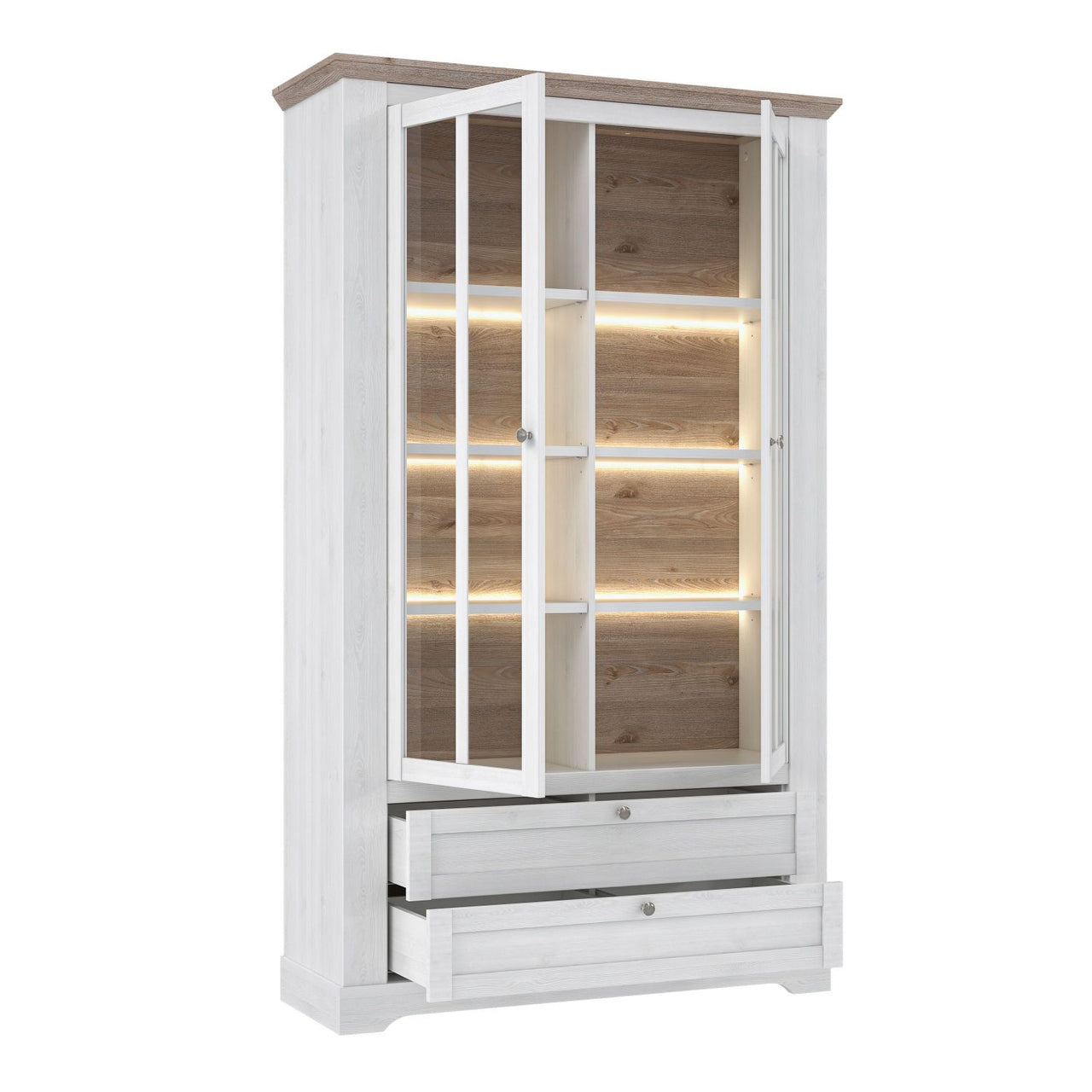 Iloppa Display Cabinet in Snowy Oak Oak Nelson