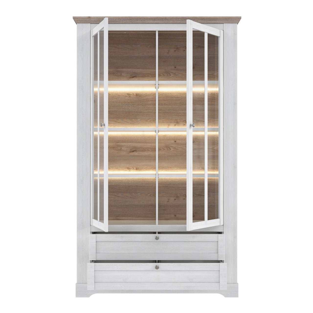 Iloppa Display Cabinet in Snowy Oak Oak Nelson