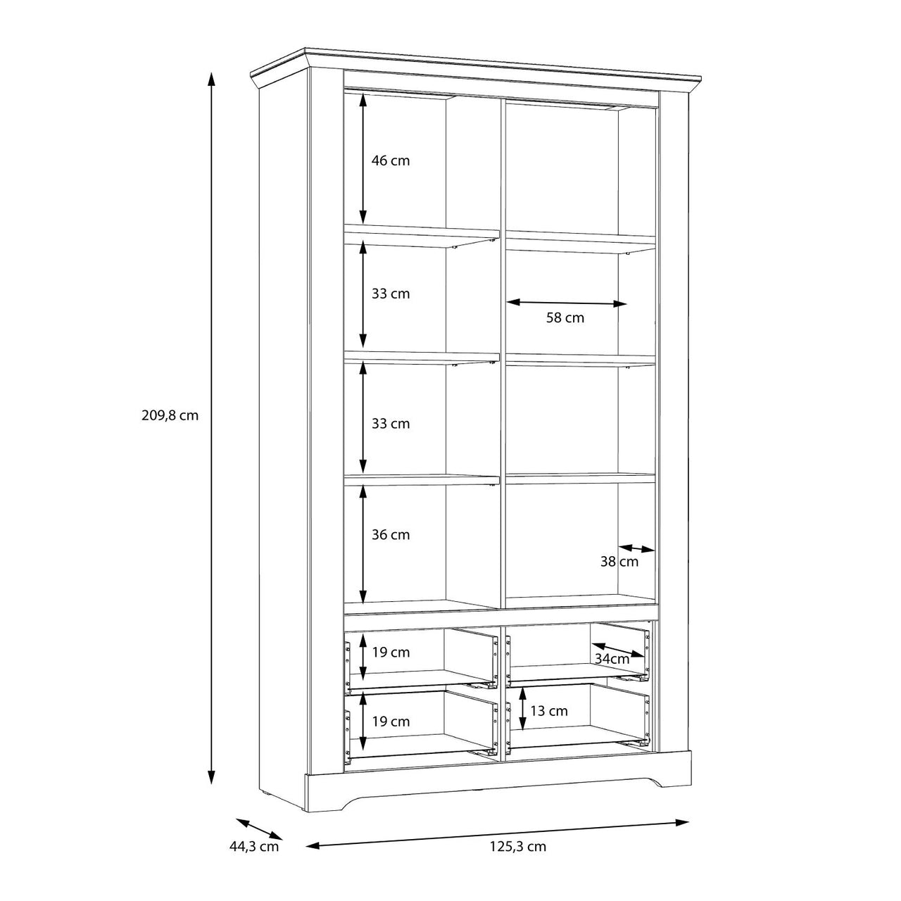 Iloppa Display Cabinet in Snowy Oak Oak Nelson