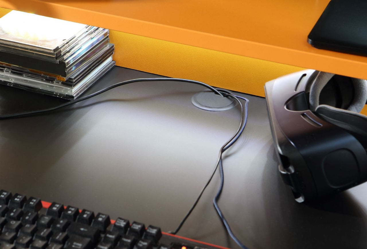 Tezaur Gaming Desk with LED in Matt Black Orange