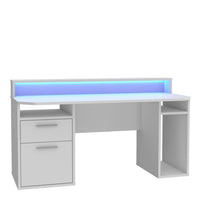 Thumbnail for Tezaur Gaming Desk with Blue LED in White