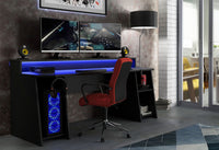 Thumbnail for Tezaur Gaming Desk with Blue LED in Matt Black