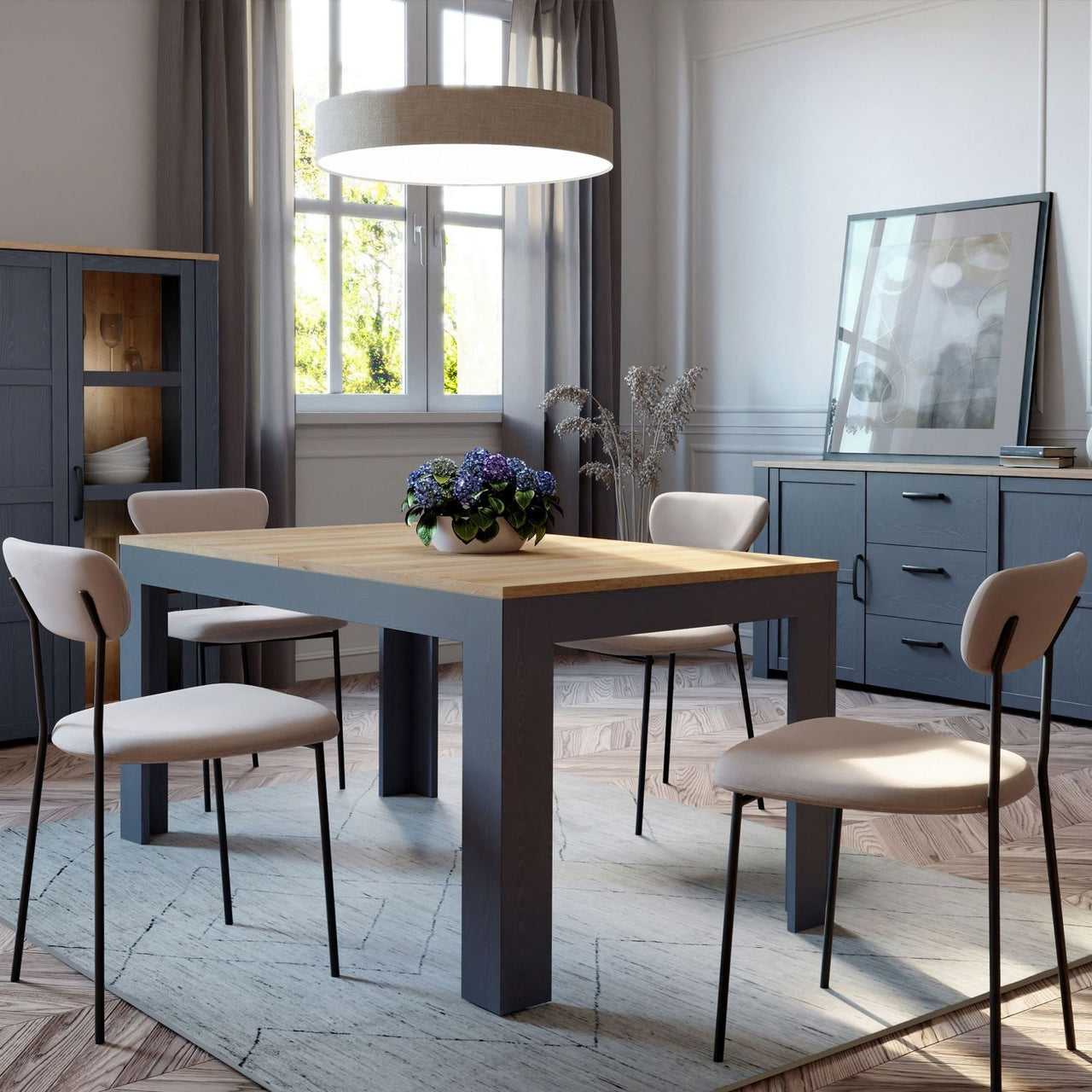 Bohol Extending Dining Table in Riviera Oak Navy