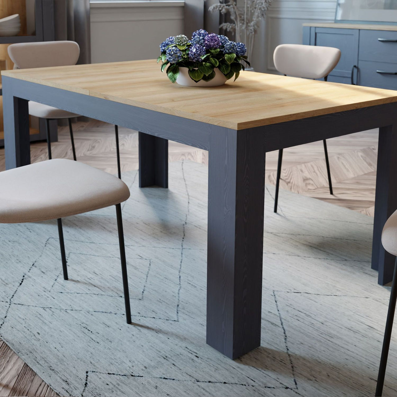 Bohol Extending Dining Table in Riviera Oak Navy