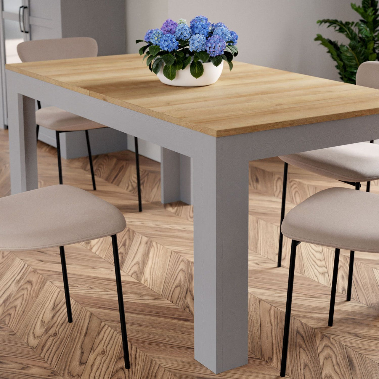 Bohol Extending Dining Table in Riviera Oak Grey Oak