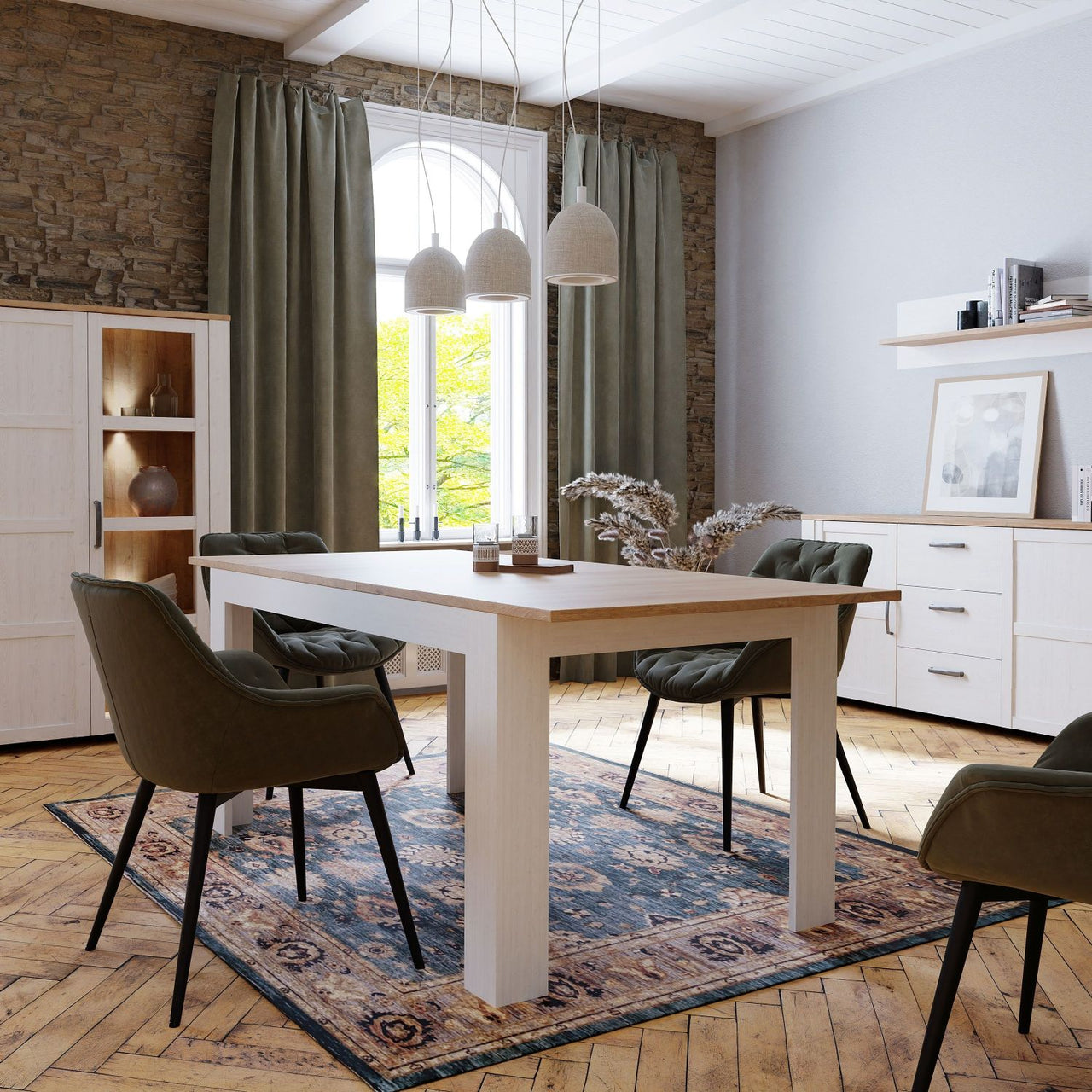 Bohol Extending Dining Table in Riviera Oak White