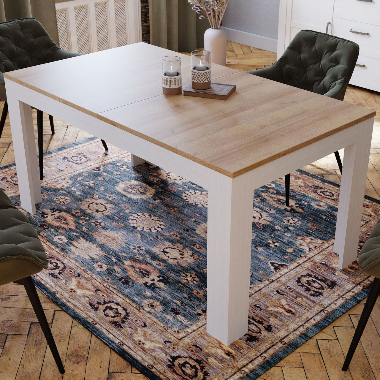 Bohol Extending Dining Table in Riviera Oak White