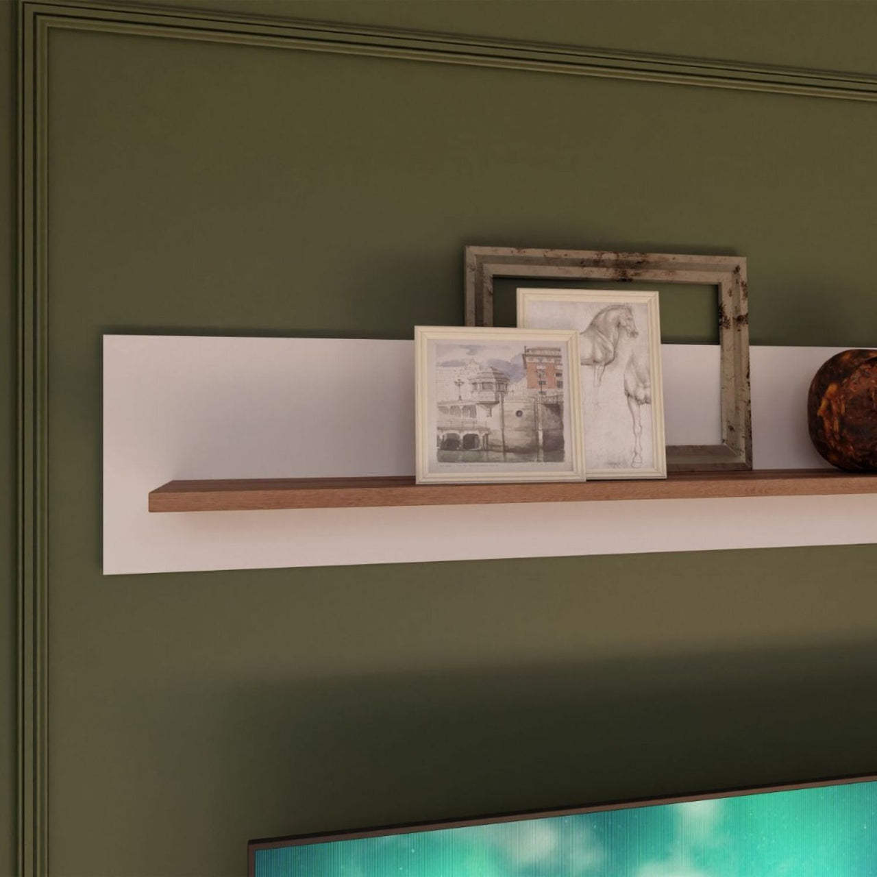 Wensley Wall Shelf in Light Grey and Oak