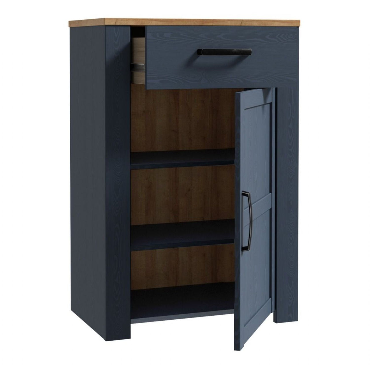 Bohol 1 Door 1 Drawer Shoe Cabinet in Riviera Oak Navy