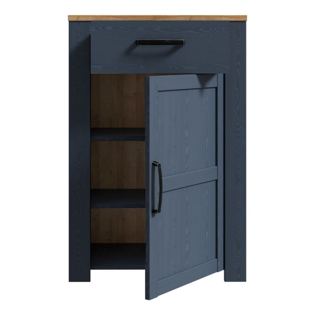 Bohol 1 Door 1 Drawer Shoe Cabinet in Riviera Oak Navy