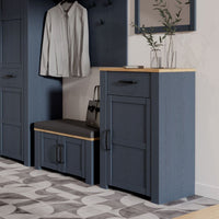 Thumbnail for Bohol 1 Door 1 Drawer Shoe Cabinet in Riviera Oak Navy