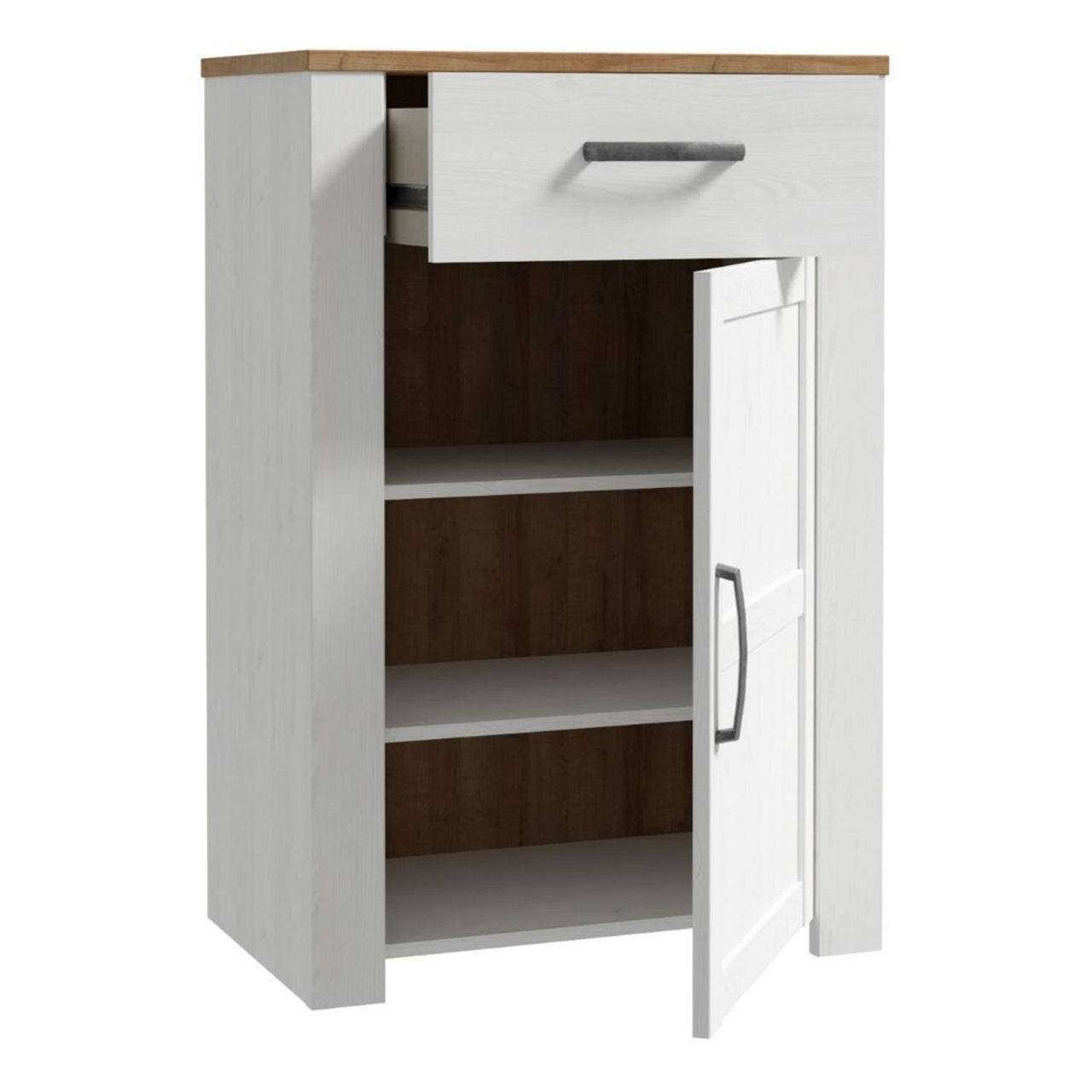 Bohol 1 Door 1 Drawer Shoe Cabinet in Riviera Oak White