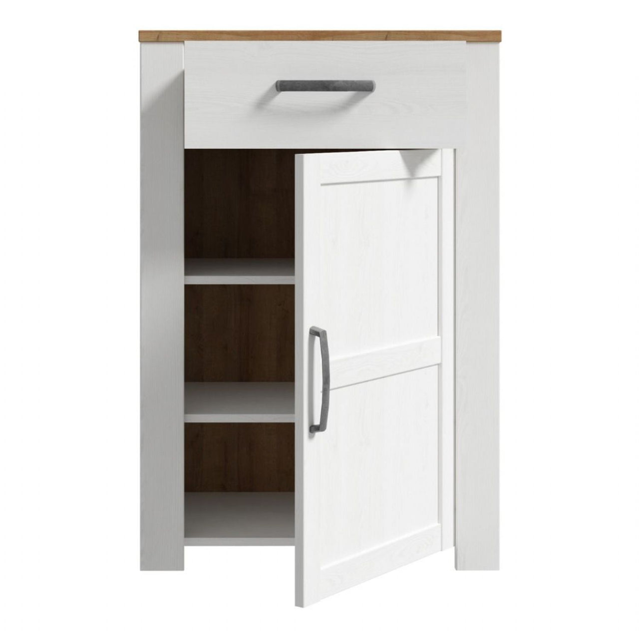 Bohol 1 Door 1 Drawer Shoe Cabinet in Riviera Oak White