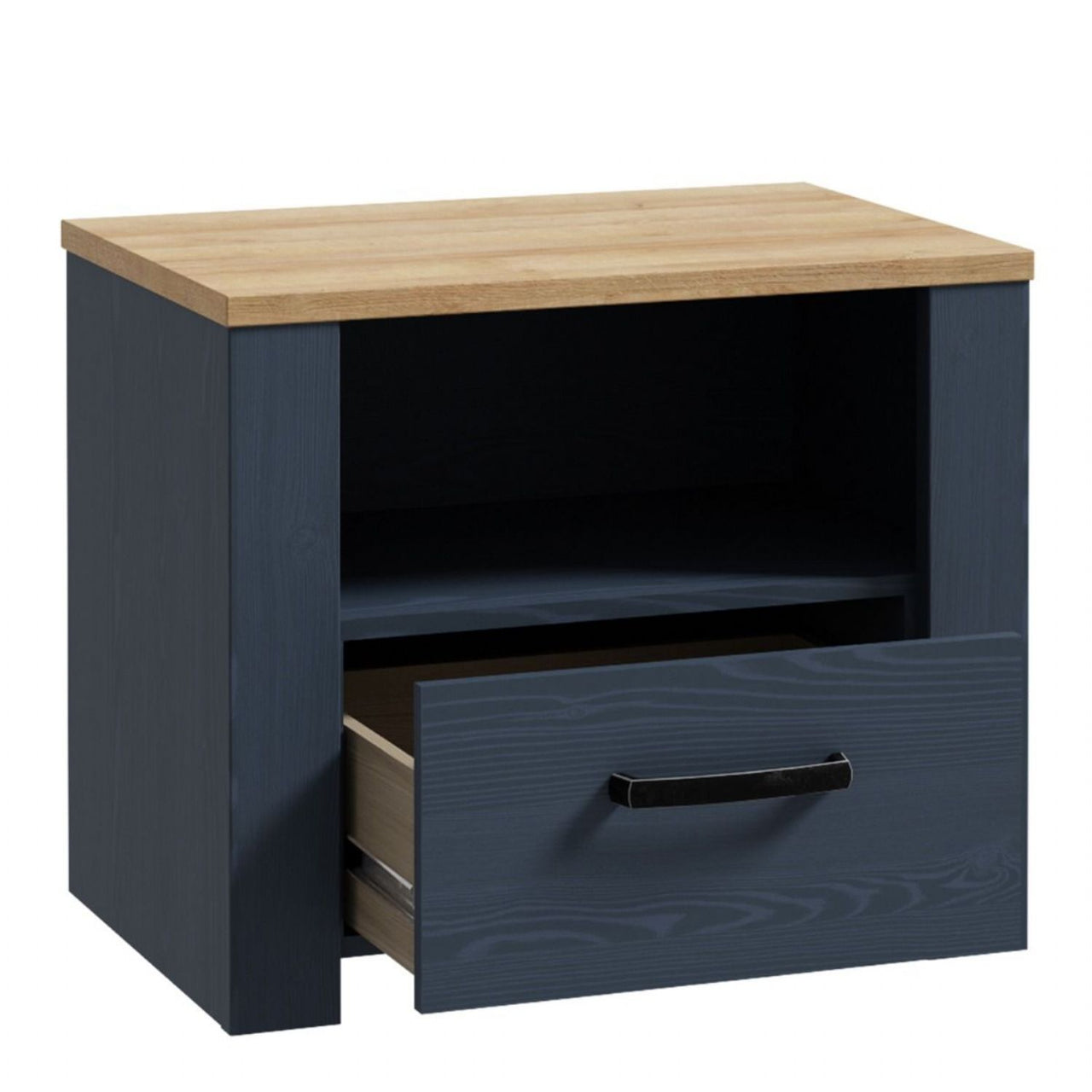 Bohol 1 Drawer Bedside in Navy Oak