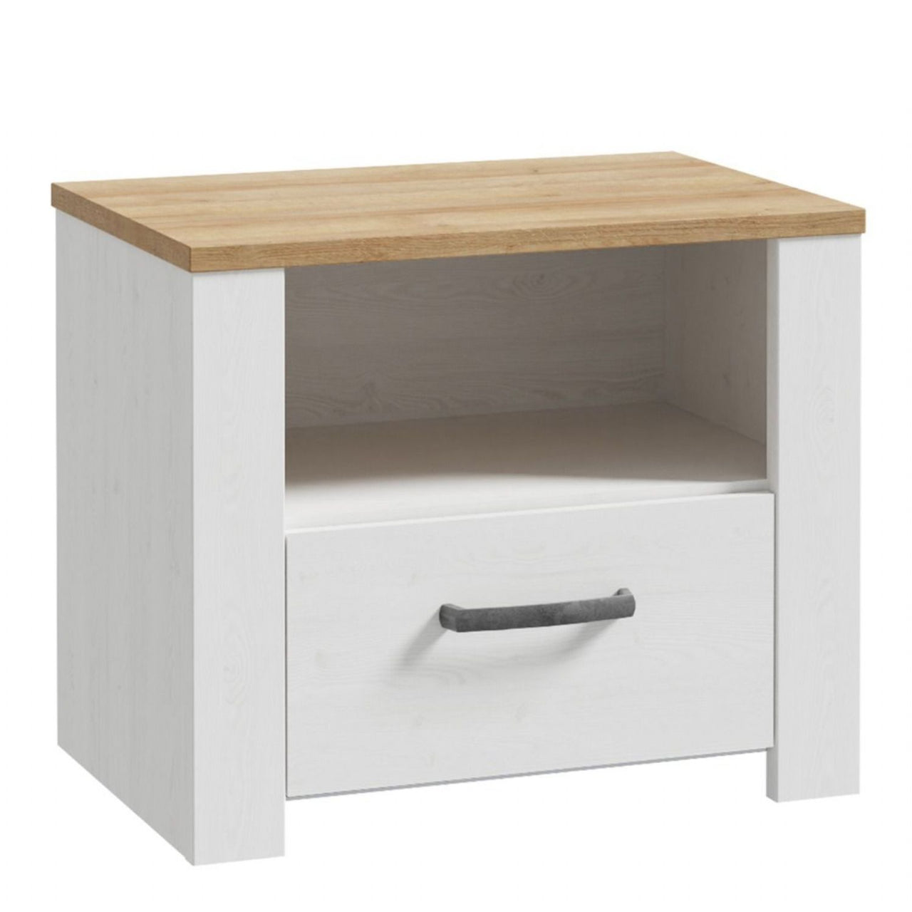 Bohol 1 Drawer Bedside in White Riviera Oak