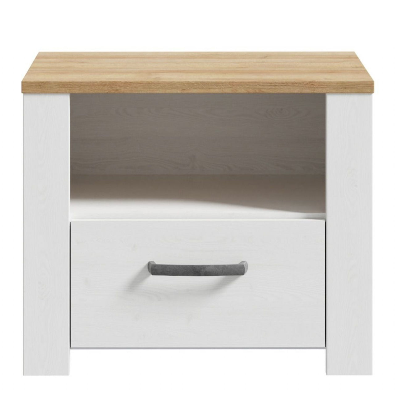 Bohol 1 Drawer Bedside in White Riviera Oak