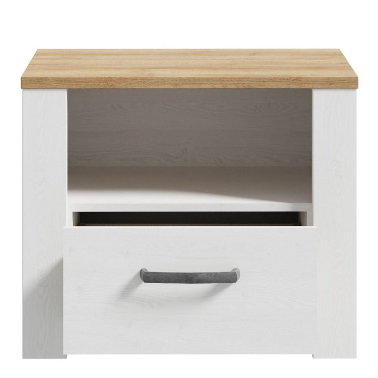 Bohol 1 Drawer Bedside in White Riviera Oak