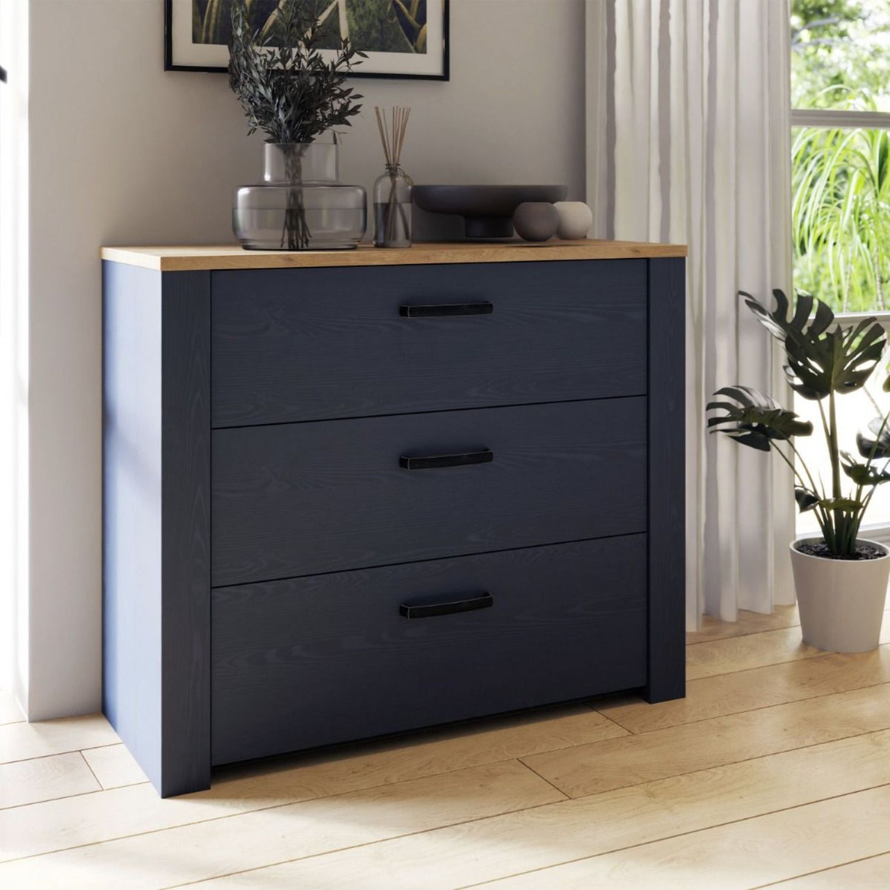 Bohol 3 Drawer Chest in Riviera Oak Navy