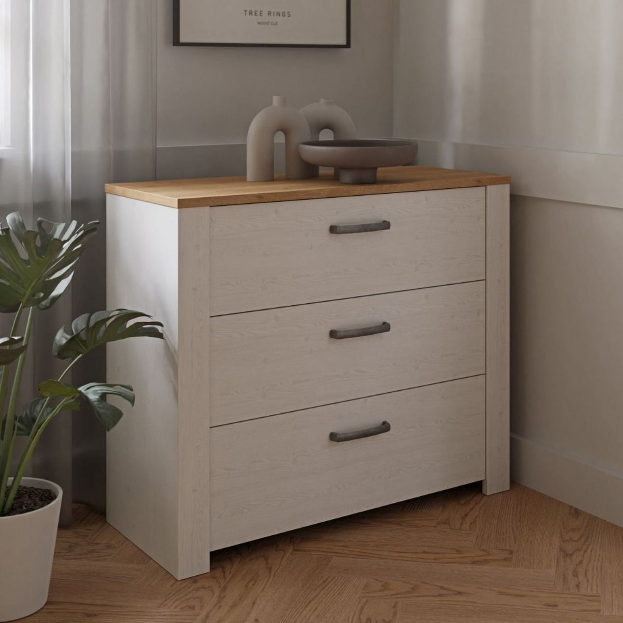 Bohol 3 Drawer Chest in Riviera Oak White