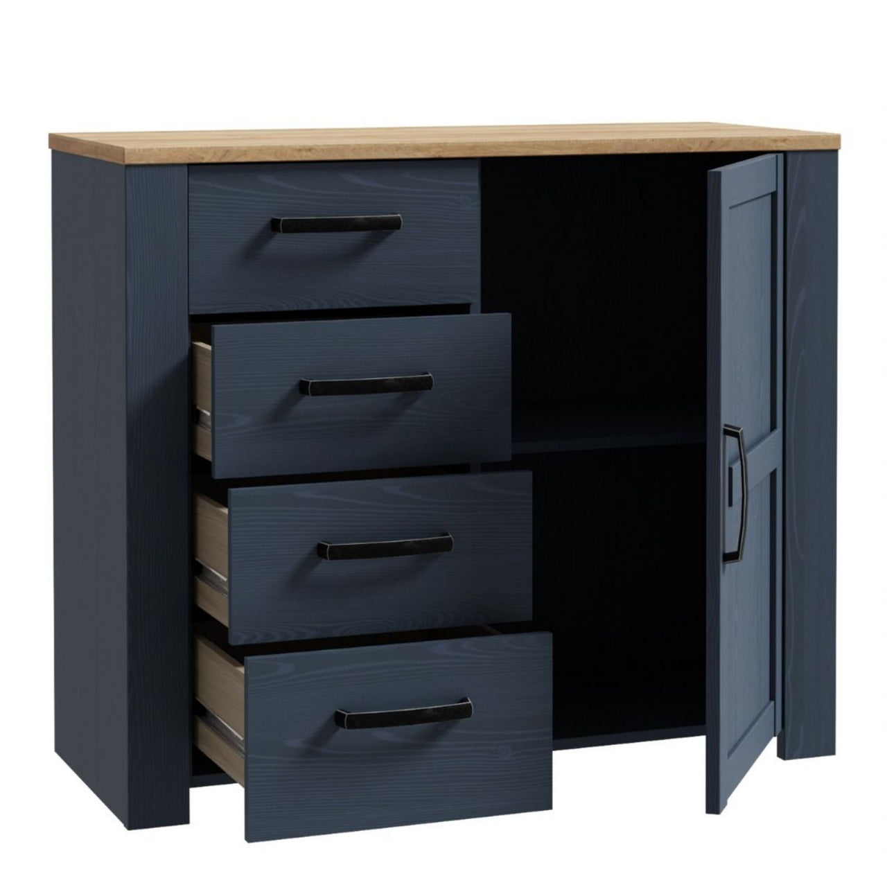 Bohol 1 Door 4 Drawer Chest in Riviera Oak Navy