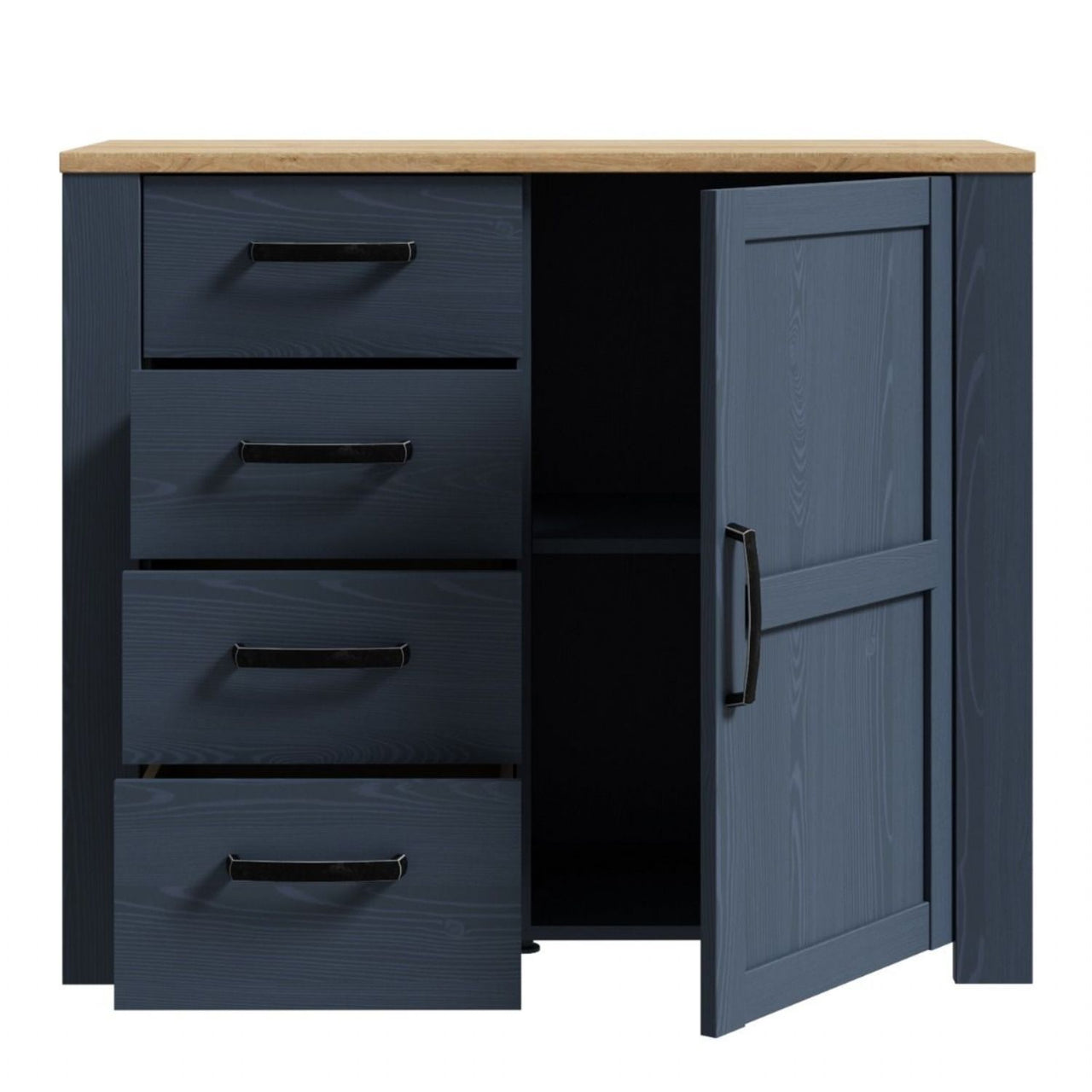 Bohol 1 Door 4 Drawer Chest in Riviera Oak Navy