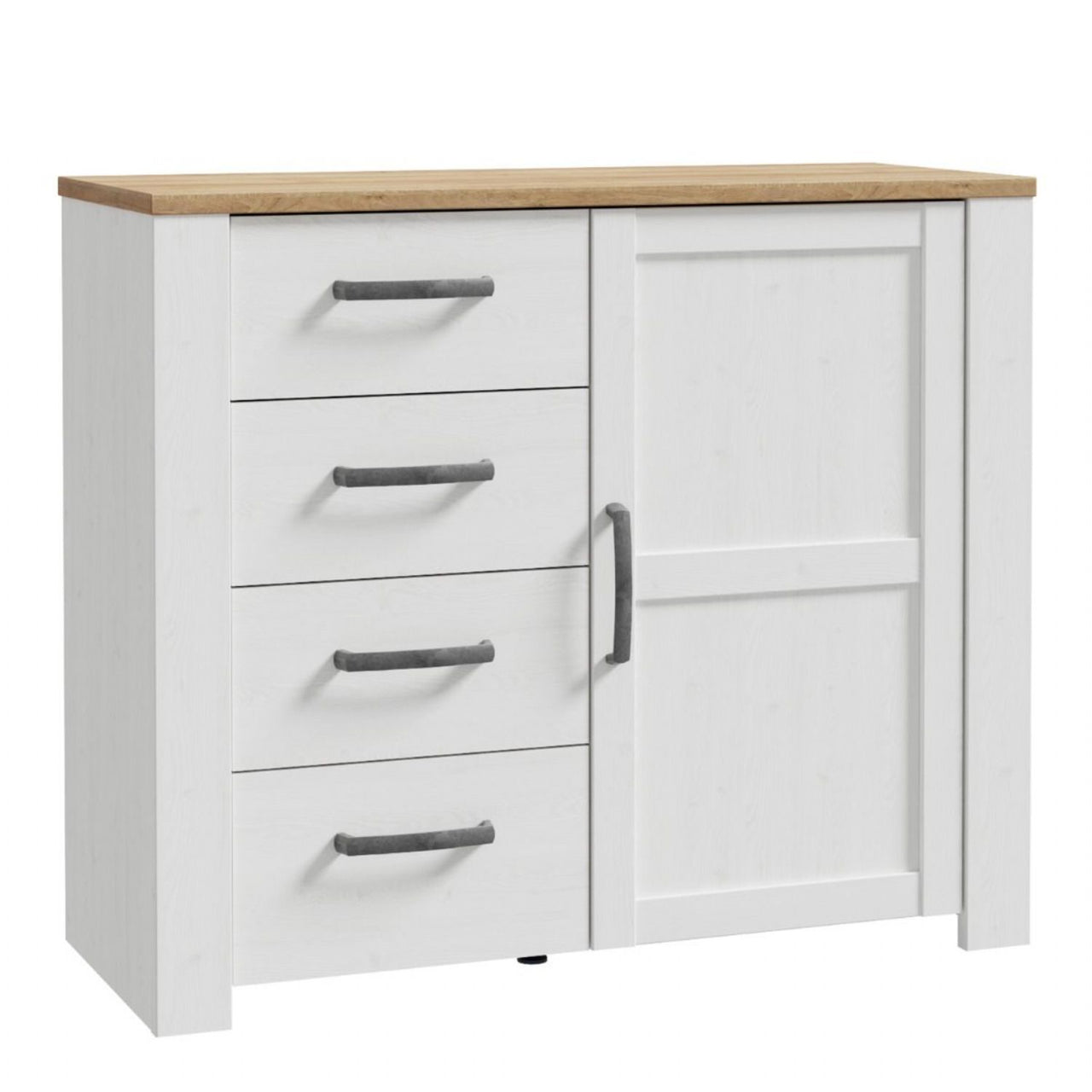 Bohol 1 Door 4 Drawer Chest in White Riviera Oak