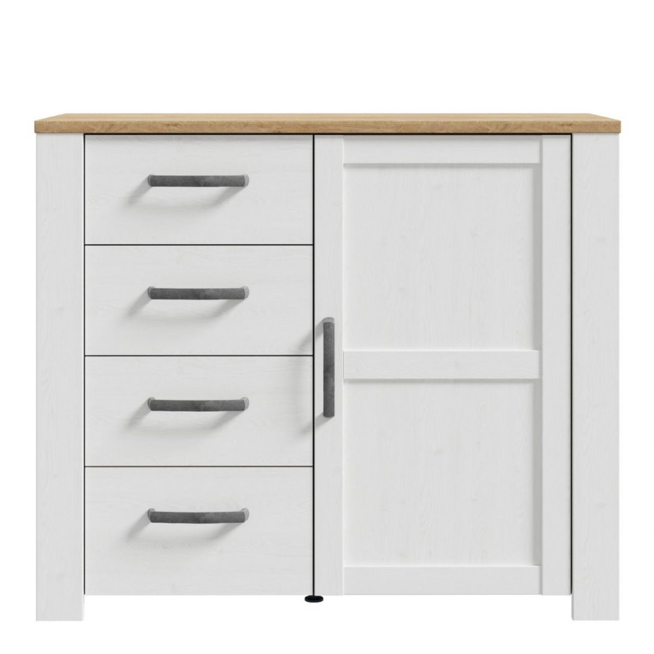 Bohol 1 Door 4 Drawer Chest in White Riviera Oak