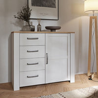 Thumbnail for Bohol 1 Door 4 Drawer Chest in White Riviera Oak