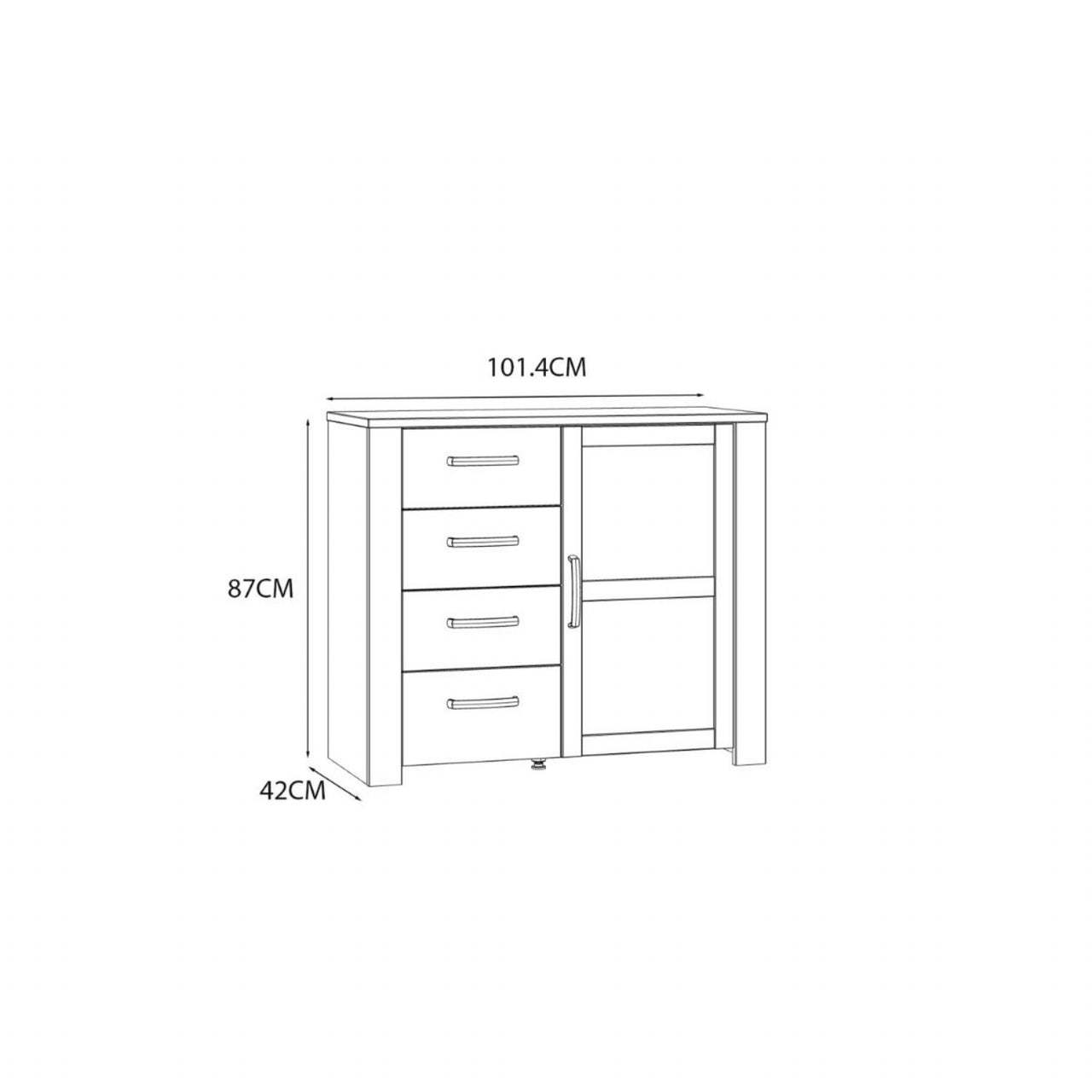 Bohol 1 Door 4 Drawer Chest in White Riviera Oak