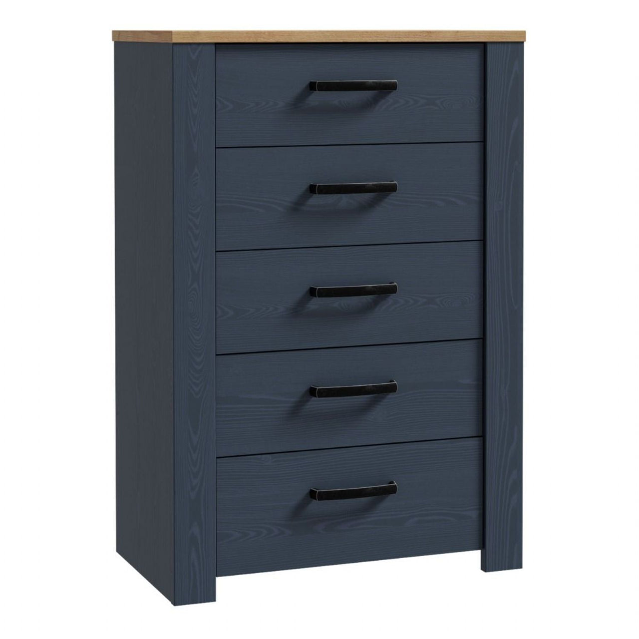 Bohol 5 Drawer Narrow Chest in Riviera Oak Navy