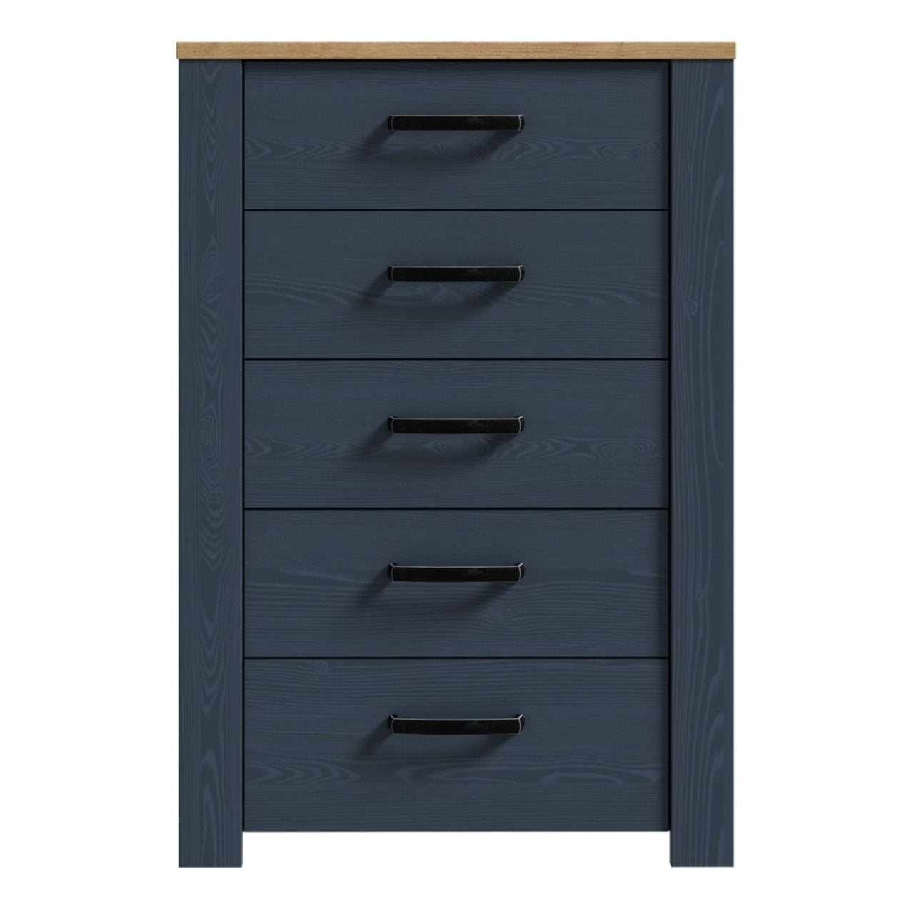 Bohol 5 Drawer Narrow Chest in Riviera Oak Navy