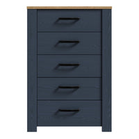 Thumbnail for Bohol 5 Drawer Narrow Chest in Riviera Oak Navy