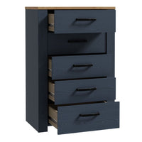 Thumbnail for Bohol 5 Drawer Narrow Chest in Riviera Oak Navy