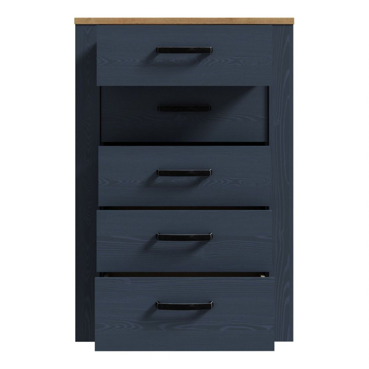 Bohol 5 Drawer Narrow Chest in Riviera Oak Navy