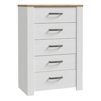 Thumbnail for Bohol 5 Drawer Narrow Chest in White Riviera Oak