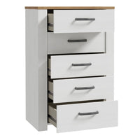 Thumbnail for Bohol 5 Drawer Narrow Chest in White Riviera Oak