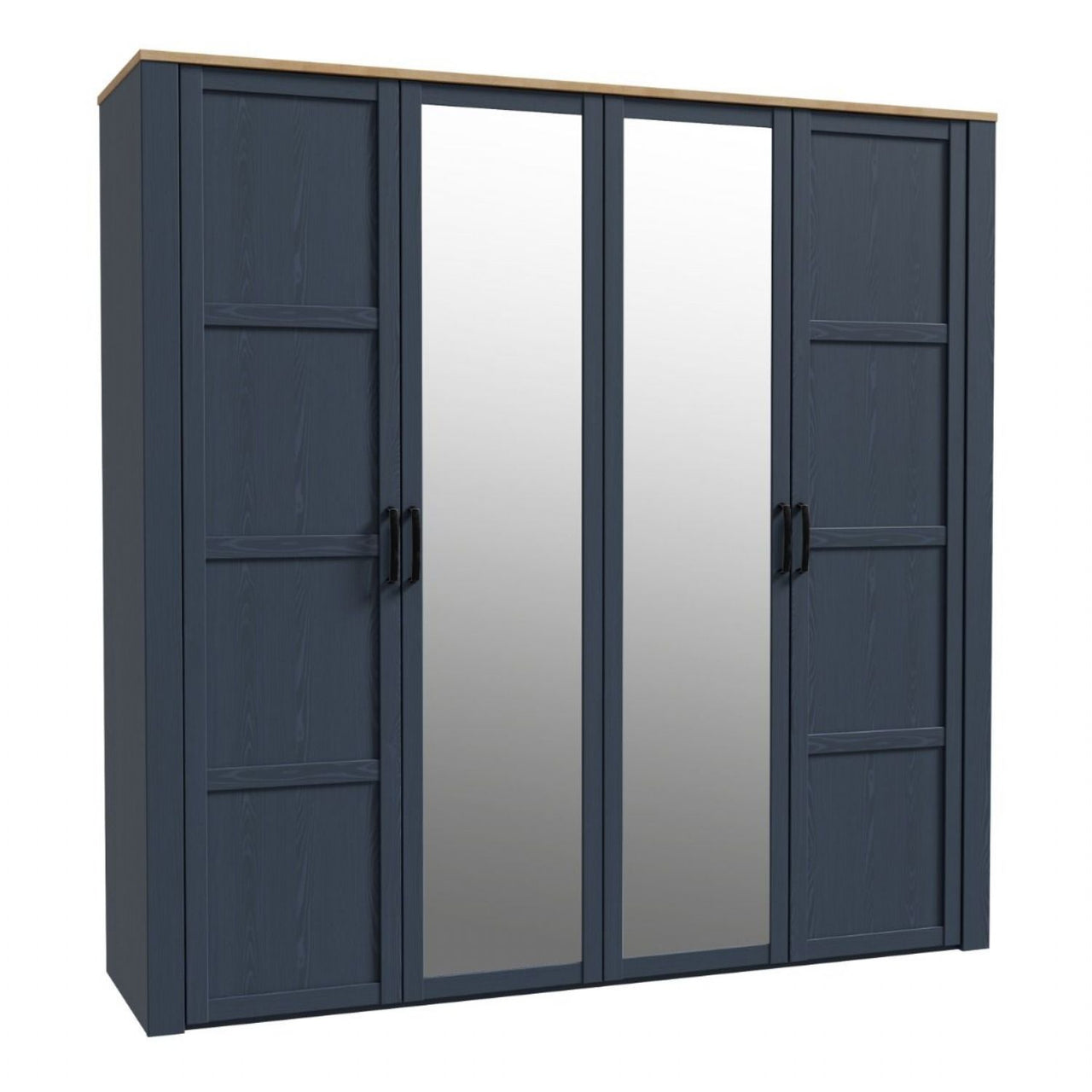 Bohol 2 Door 2 Mirrored Door Wardrobe in Navy Oak