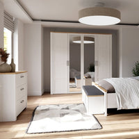 Thumbnail for Bohol 2 Door 2 Mirrored Door Wardrobe in White Riviera Oak