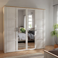 Thumbnail for Bohol 2 Door 2 Mirrored Door Wardrobe in White Riviera Oak