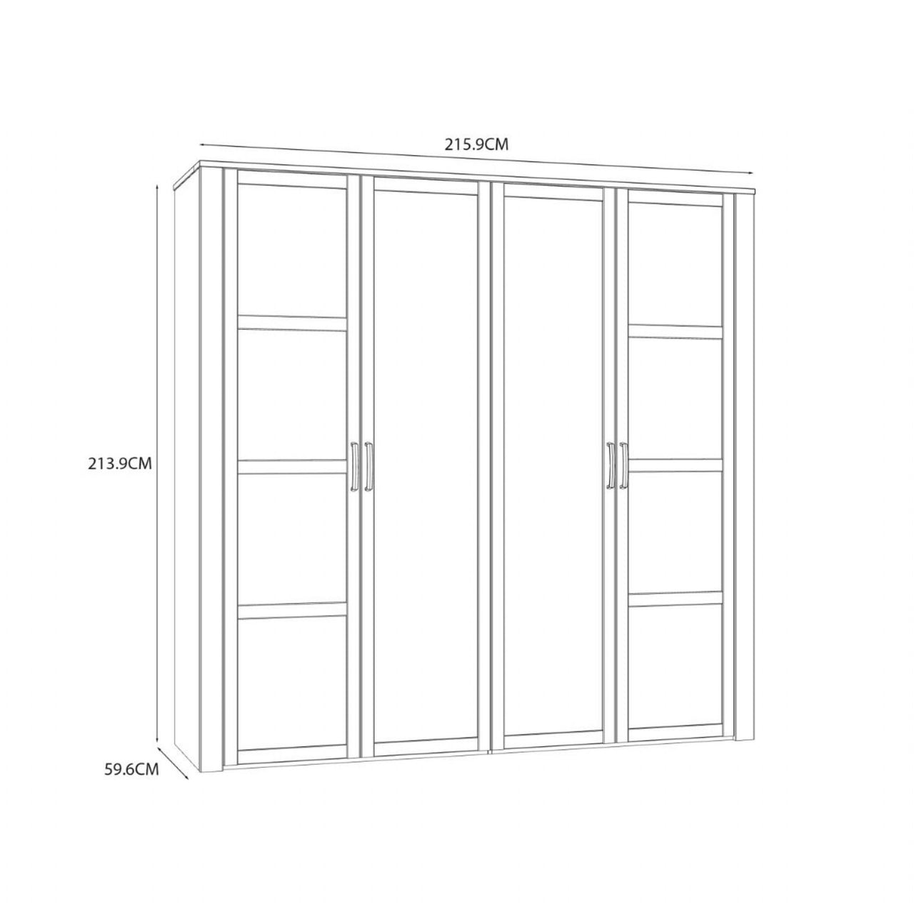 Bohol 2 Door 2 Mirrored Door Wardrobe in White Riviera Oak