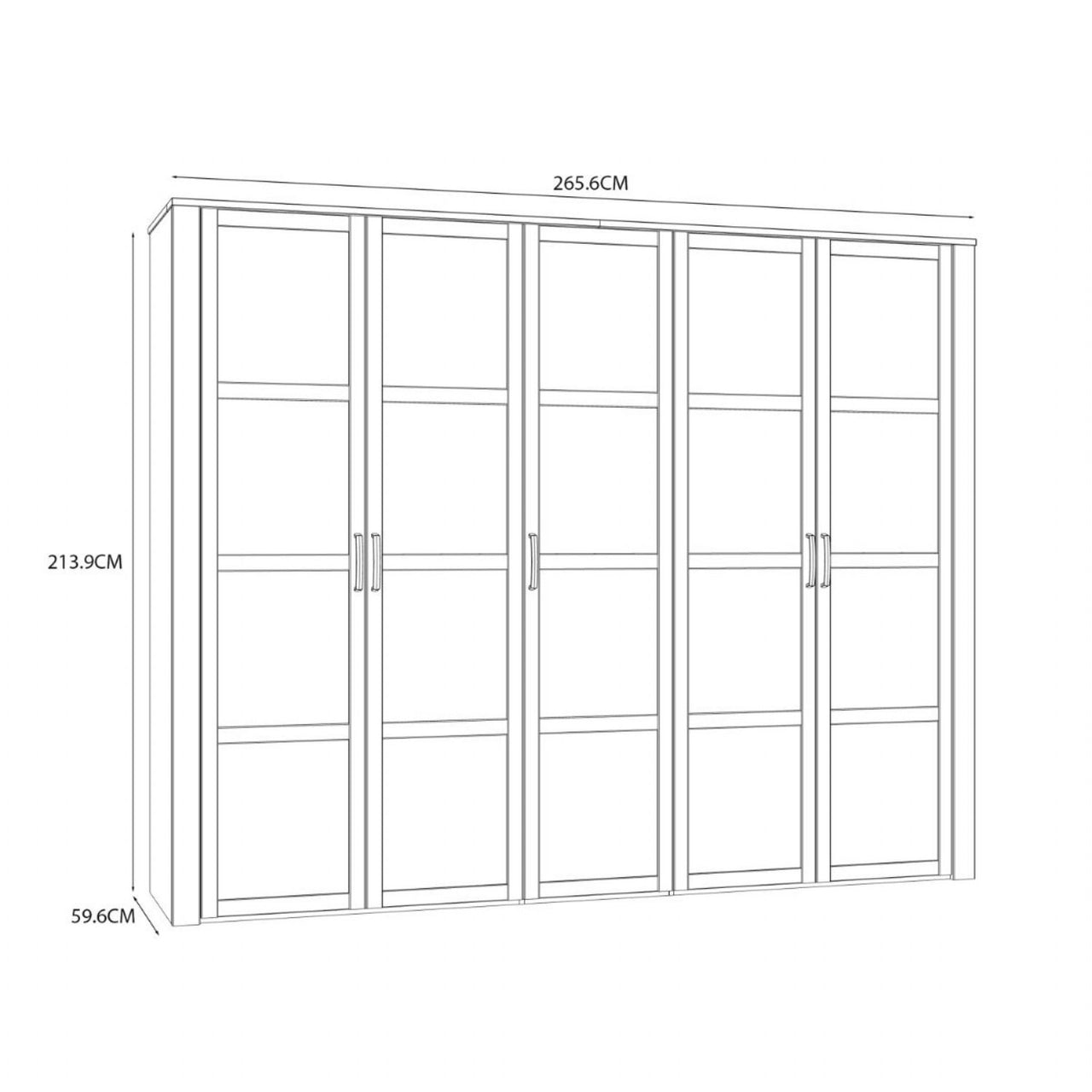 Bohol 5 Door Wardrobe in Riviera Oak White