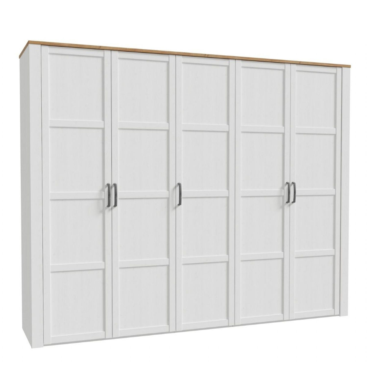 Bohol 5 Door Wardrobe in White Riviera Oak