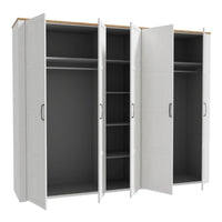 Thumbnail for Bohol 5 Door Wardrobe in White Riviera Oak