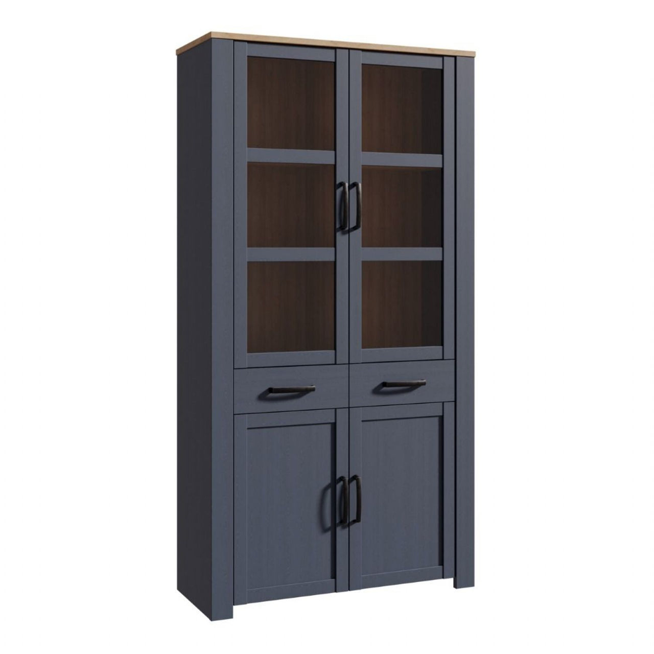 Bohol Display Cabinet 4 Door 1 Drawer in Oak Navy