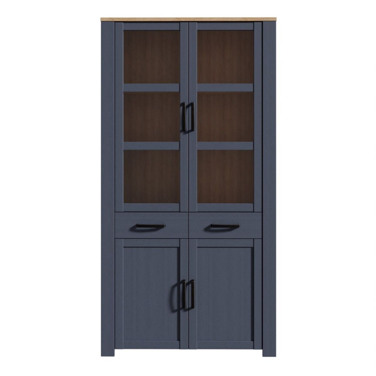 Bohol Display Cabinet 4 Door 1 Drawer in Oak Navy